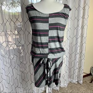 DKNY JEANS Striped Elastic Waist Dress Medium